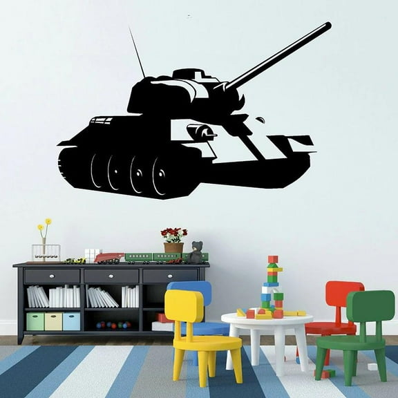 Tank Wall Art Sticker Military Army War Theme Door Window Vinyl Decal Nursery Kids Bedroom Playroom Home Decor Wallpaper 42x64cm