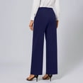 thumbnail image 7 of CFLVAEK Dressy Pants for Women High Waisted Business Casual Work Pant Solid Color Straight Wide Leg Trousers with Pockets Navy XL, 7 of 7