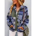 thumbnail image 5 of Women'S Fleece Jacket Print Long Sleeve Button Down Shacket Jacket Coats Blue XL, 5 of 8