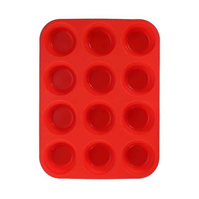 Molde redondo de silicona para tartaletas de huevo, herramientas para hornear, molde para 12 tartas de tamaño uniforme, molde grueso de silicona para tartas
