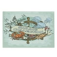 thumbnail image 1 of Nautical Cutting Board, Sailing Theme Retro Old Times Fisherman Ribbon Fishing Sea Food Crab, Decorative Tempered Glass Cutting and Serving Board, Large Size, Mint Green Multicolor, by Ambesonne, 1 of 1