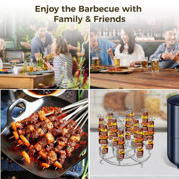 Skewer Stand for Air Fryer Stainless Steel Skewer Stand Compatible with 6 QT Instant Pot Air Fryer 12 Skewers for Kabobs Meat Vegetables Seafood