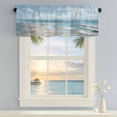 thumbnail image 5 of Ocean Window Valance for Kitchen, Summer Beach Seagull Oil Painting Coastal Rod Pocket Short Curtain for Small Windows, Light Filtering Decorative Valance, 60 x 14 Inch, 5 of 9