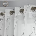 thumbnail image 3 of Grey and White Floral Embroidery Sheer Curtains for Living Room, Flower Voile Semi Sheers Drape Panels Grommet Curtains for Bedroom Kitchen Yard Patio Parlor, 52 x 95 Inch, 2 Panels, 3 of 9