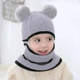 thumbnail image 2 of Diufon Toddler Kids Winter Hat Scarf Set Knitted Soft Hooded Scarves Unisex Baby Cute Windproof Warm Cap 2 in 1, 2 of 3