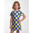 thumbnail image 5 of Kids Trendy Short Sleeve Dress Regular-Fit Crew Neck Everyday Dress for Girls Young Girls Age 5-13 Classic Cut, 5 of 6