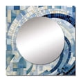 thumbnail image 2 of Designart "Constructing Blue Realms in Blue and Gold IV" Abstract Shapes Square Mirror For Wall Decor - Large Blue Square Printed Wall Mirror Art - Wall Mounted Square Large Mirror, 2 of 5