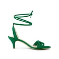 thumbnail image 3 of BLISSFUL STEP Women's Shoes Lace-Up Kitten Heel Open Toe Slingback Sandals Green 9, 3 of 7