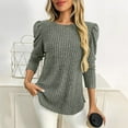 thumbnail image 2 of Womens Long Sleeve Tops Crew Neck Tops Ribbed Knit Green Womens Thermal Tops Warm Tops for Women Work Tops, 2 of 8