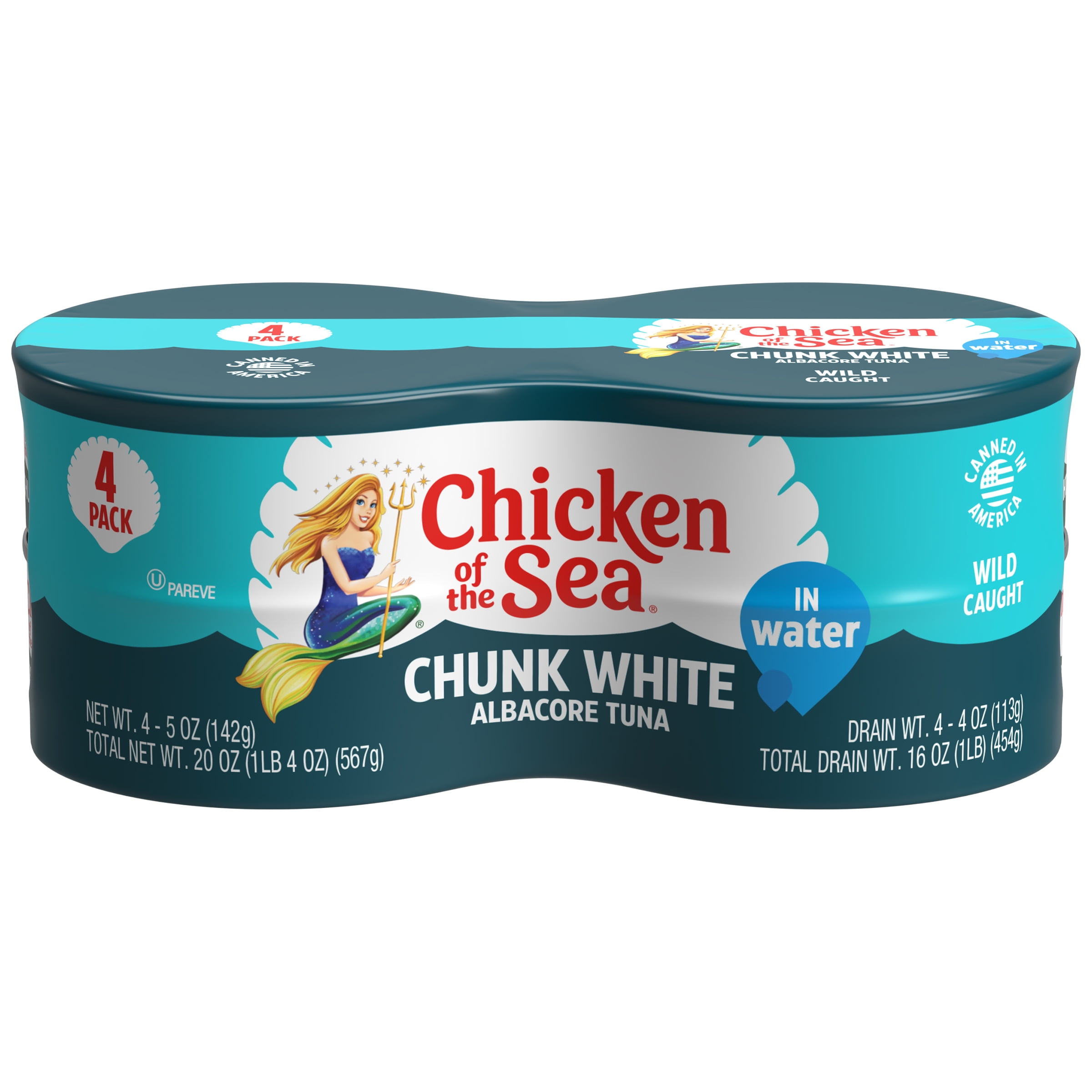 (4 cans) Chicken of the Sea Chunk White Albacore Tuna in Water, 5 oz can