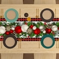 thumbnail image 2 of 1pc, Linen Table Runner, Red And Black Buffalo Check Plaid Christmas Table Runner, Long Seasonal Winter Christmas Xmas Holiday Farmhouse Style Table Decoration, Christmas Decor, Gift, 2 of 5