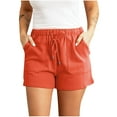 thumbnail image 2 of Women's Shorts with Pockets Summer Drawstring Elastic Waist Wide Leg Shorts Lounge Casual Comfortable Shorts (4XL, Orange), 2 of 7