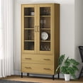 thumbnail image 2 of vidaXL Bookshelf Book Cabinet with Metal Legs Storage Cabinet OSLO Solid Wood, 2 of 6
