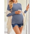 thumbnail image 4 of Weardear 3 Pack Maternity Shirts Womens Long Sleeve Side Ruched Tunic Tops High Elasticity Pregnancy Clothes Crew Neck Basic T Shirt, 4 of 6