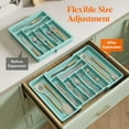 thumbnail image 6 of Lifewit Silverware Drawer Organizer, Expandable Utensil Organizer for Kitchen Drawers, Adjustable Cutlery and Flatware Tray, Plastic Spoons Forks Knives Holder Storage Dividers, Large, Turquoise, 6 of 8