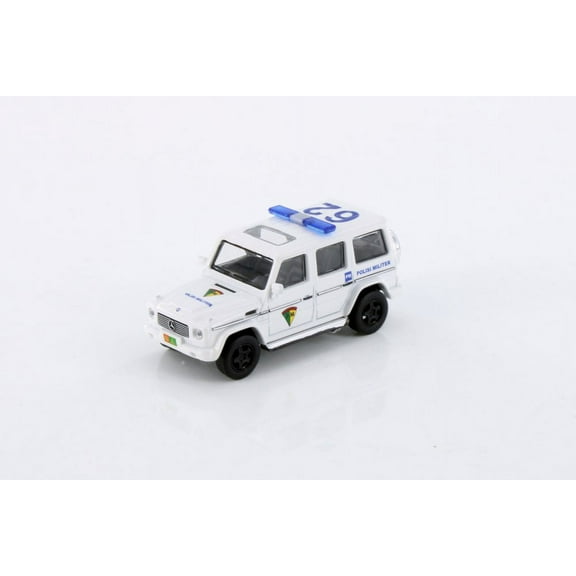 Mercedes-Benz G 55 AMG Polisi Militer, White - Kyosho K07021H1W - 1/64 scale Diecast Car
