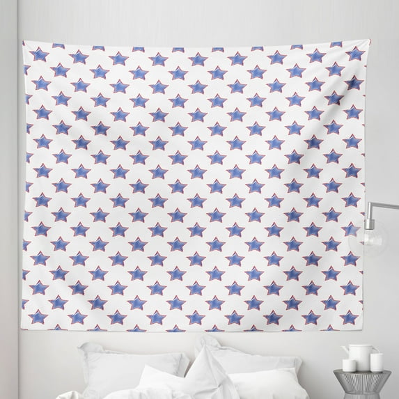 Star Tapestry, Stars Pattern National Independence Themed Flag Colored USA Print, Fabric Wall Hanging Decor for Bedroom Living Room Dorm, 5 Sizes, Navy Red White, by Ambesonne