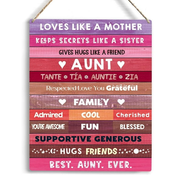 Aunt from Niece Aunt Like A Mother Wooden Hanging Sign Aunt Birthday from Nephew Ideas for Women Her Aunt Home Bedroom Living Room Wall Decor 8x10 Inch