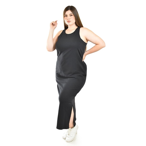 Maxi vestido sin manga Roman Fashion /Tallas Extras, 23974 (Negro) negro 38
