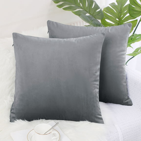 PiccoCasa 18"x18" Throw Pillow Covers Euro Decorative Throw Pillowcases Set of 2, Gray