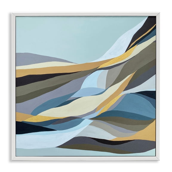 Stupell Industries Contemporary Geometric Mountains Landscape White Framed Giclee Art, 12 x 12, by Erika Gehringer