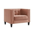 thumbnail image 3 of Lena Blush Velvet Club Chair - Button Tufted, Square Espresso Finish Tapered Legs, Square Arm, 3 of 9