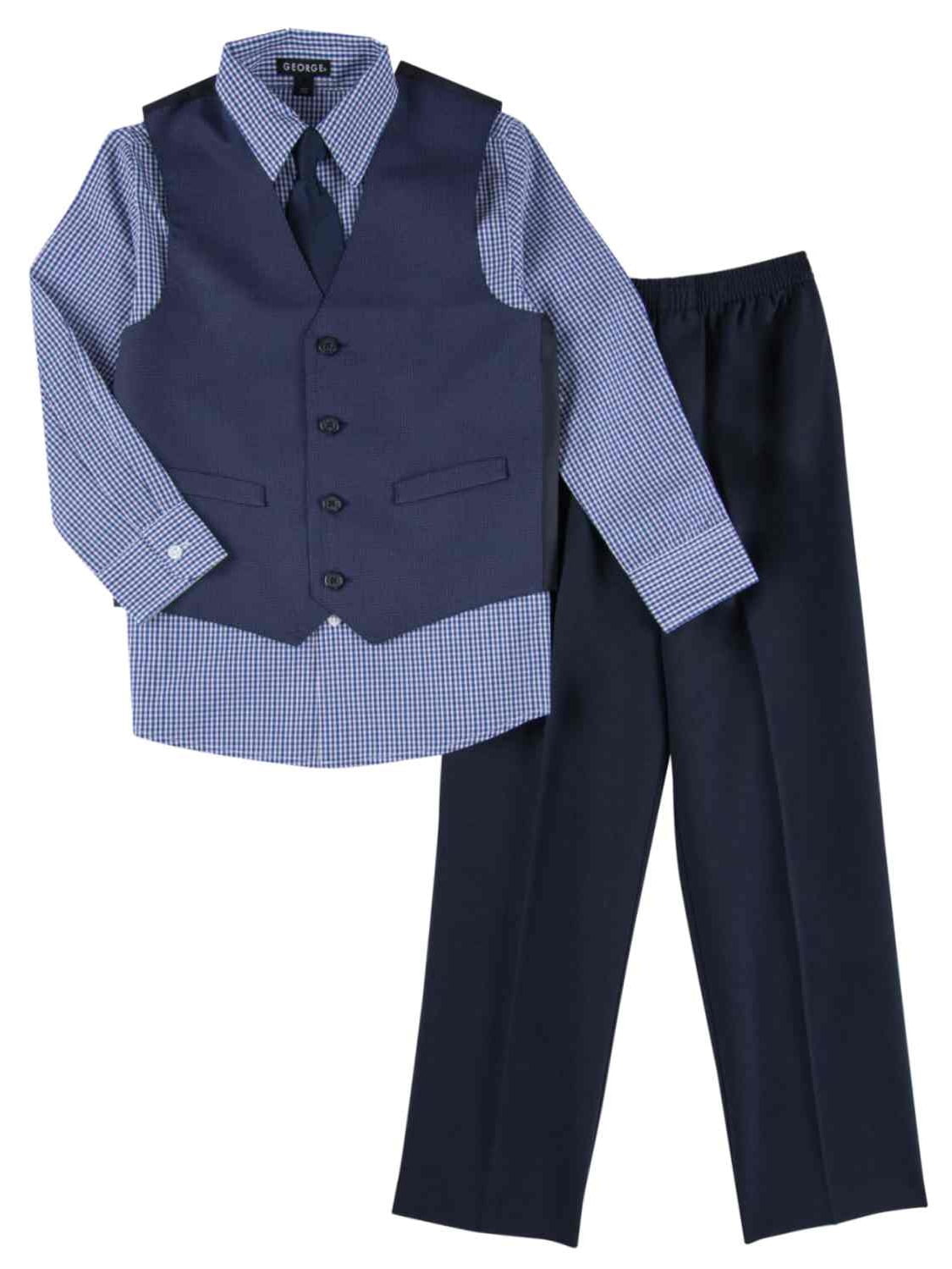 GEORGE - Toddler & Boys 4 Piece Blue Holiday Dress Up Outfit Suit Tie ...