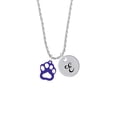 thumbnail image 2 of Delight Jewelry Acrylic Small Paw Purple Silvertone Script Initial Disc - E - Charm Necklace, 20"+3", 2 of 4