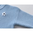 thumbnail image 7 of Bobifish Little Girls Light Blue Crew Neck Sweater White Floral Applique Long Sleeve Sweaters Knitted Soft Casual Daily Wear Kids Cute Pullover, 7 of 7