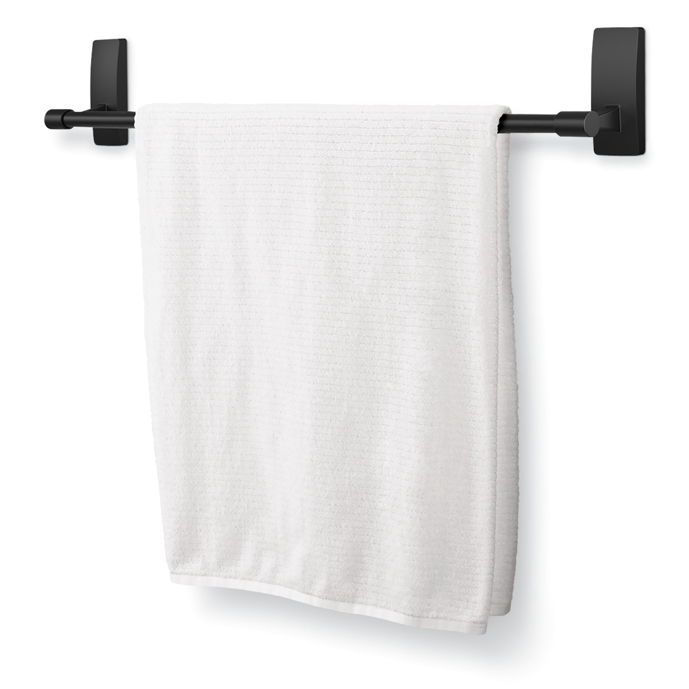 Command Bath Matte Black Towel Bar, Holds 10 lbs, 2 Large Strips