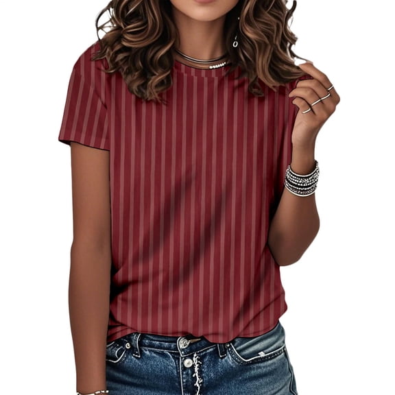 Yopmin Striped Tee Shirt Women Crewneck Casual Color Block Short Sleeve T Shirts Basic Tee Tops for Sports Travel