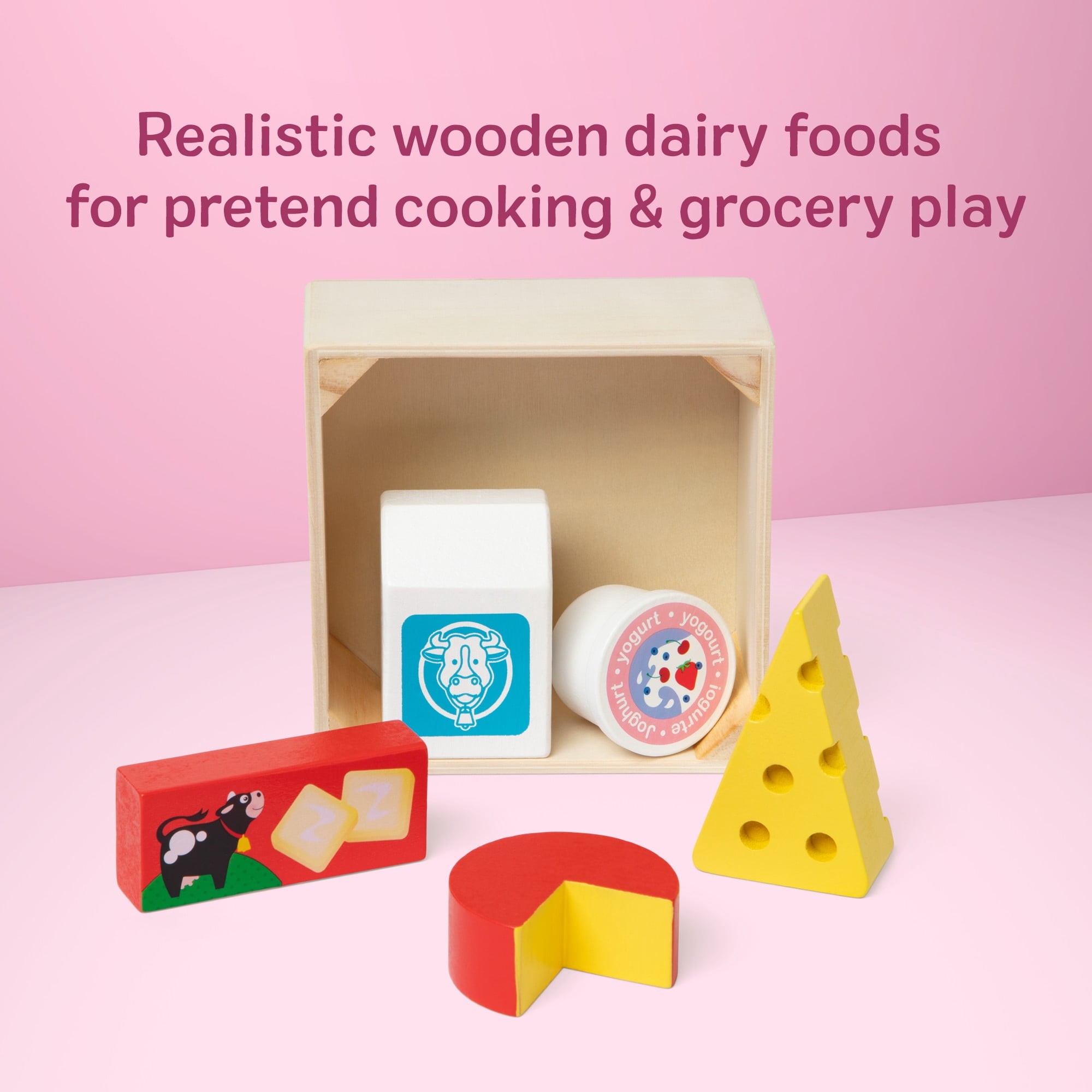 Melissa & Doug Wooden Food Groups Play Food Set – Dairy - FSC