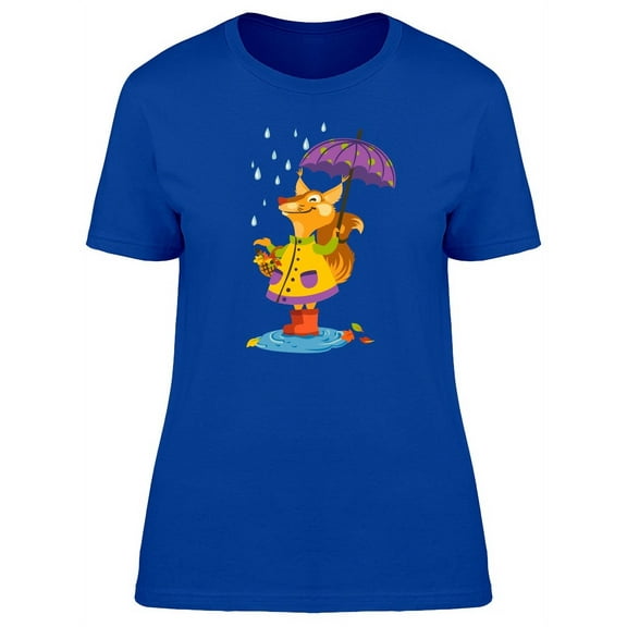 Cute Squirrel On The Rain T-Shirt Women -Image by Shutterstock, Female Medium
