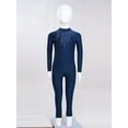 thumbnail image 4 of Kaerm Body de Danse pour Filles avec Strass Manches Longues Unitard Extensible Bleu Marine 14, 4 of 6