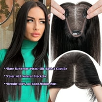 Benehair Clip In Hairpiece 100% Remy Real Human Hair Topper Hair Piece Wigs Handtied Lace Base For Woman Thin Hair Loss Top Piece 8cmx10cm Black