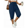 thumbnail image 4 of WellSize Plus Size Capris Pants for Women Lightweight Casual Joggers with Pockets Loose Fit High Waisted Pants, 4 of 8