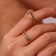 thumbnail image 2 of Stainless Steel Diamond Simulant Ring Geometric Thin Band Electroplated For Women Fashion Accessory Lustrously, 2 of 5