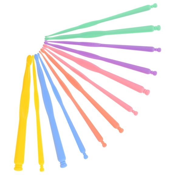 Masteelf 12pcs Colorful Plastic Crochet Hooks Set Beginners Crochet Knitting Needles Kit Smooth Lightweight Yarn Weaving Tools for Blankets Scarves