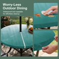 thumbnail image 5 of Round Outdoor Tablecloth with Umbrella Hole and Zipper, Teal Green Ombre Tablecloth with Elastic Waterproof, Contemporary Gradient Abstract Art Patio Table Covers for 55" - 60" Picnic Pool Tables, 5 of 9