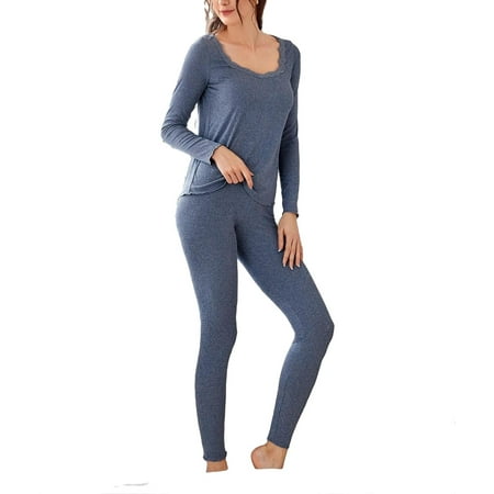 

Casual V neck Pant Sets Long Sleeve Dusty Blue Womens Pajama Sets (Women s)