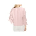 thumbnail image 2 of Vince Camuto Womens Tiered Ruffle Long Sleeve Button Front Blouse Pink Haze XS, 2 of 2
