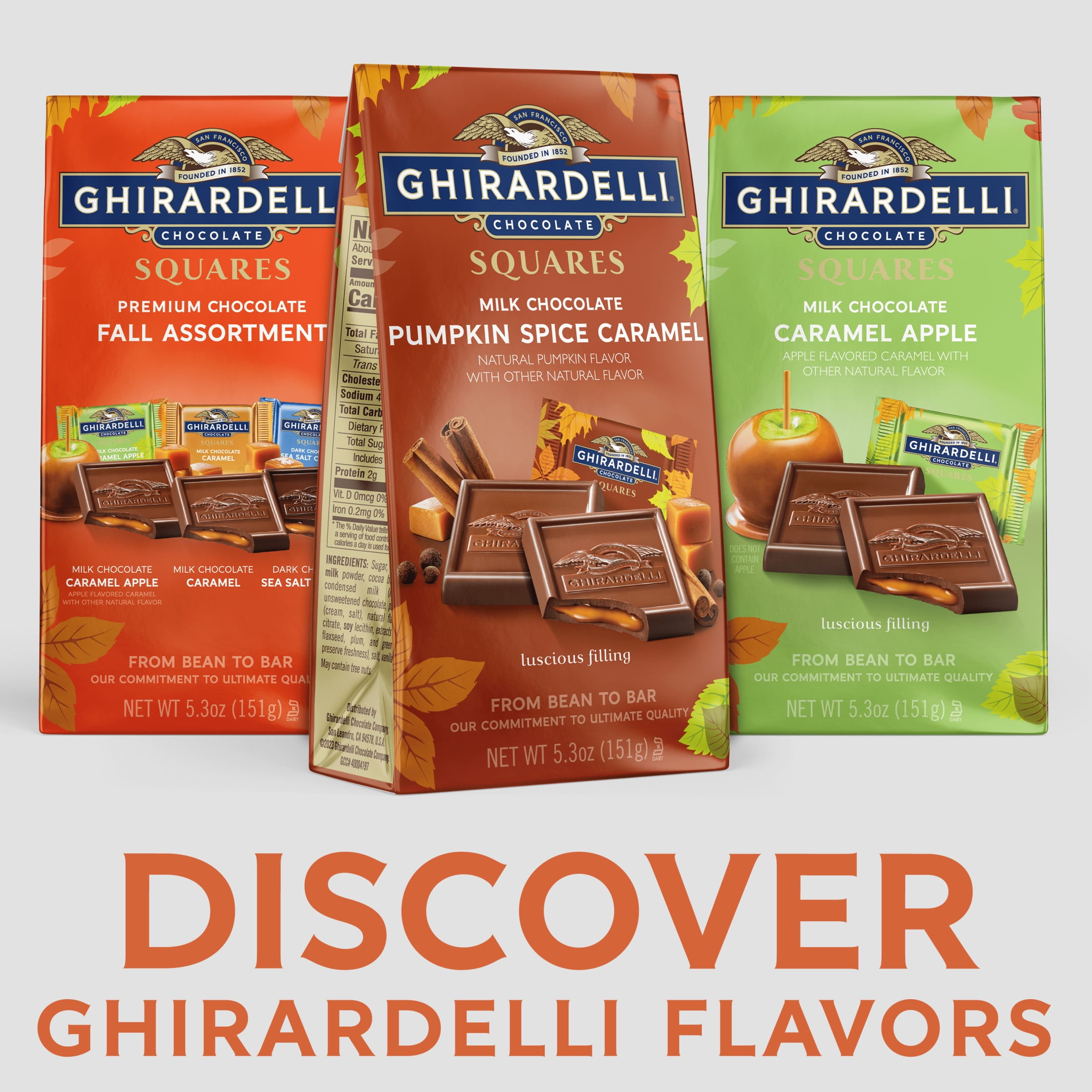 GHIRARDELLI Milk Chocolate Pumpkin Spice Caramel SQUARES, 5.3 oz Bag