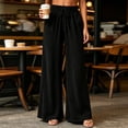 thumbnail image 4 of QQZ Flowy Palazzo Wide Leg Pants For Women, Elastic Waist Drawstring Casual Joggers, Daily Lounging Beach Vacation Outfits, 4 of 9