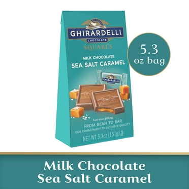 GHIRARDELLI Milk Chocolate Candy SQUARES with Sea Salt Caramel Filling, 5.3 oz Bag