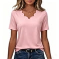 thumbnail image 5 of Tqcoqu Womens Summer Tops,V Neck Short Sleeve Shirts Dressy Casual Tunic Blouses Spring Fashion,Pink Women's S-XXXL, 5 of 8