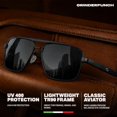 thumbnail image 6 of grinderPUNCH Polarized Aviator Sunglasses Men Women Retro Vintage Pilot Sun Glasses UV400 Protection - Matte Black, 6 of 11