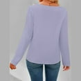 thumbnail image 5 of WREESH Womens Fashion Dressy Tops Solid Color Long Sleeve Round-Neck Keeping Warm Side Button Tops Blouse Pullover Purple, 5 of 7