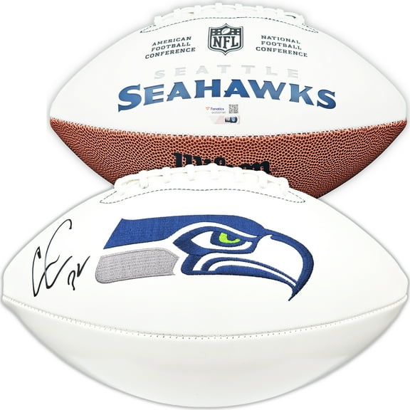Chris Carson Autographed Seattle Seahawks White Logo Football Fanatics Holo 215882