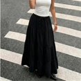thumbnail image 3 of Women's Black Multi Layer Maxi Skirt Drawstring Casual Summer Vacation Skirt, 3 of 22