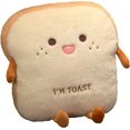 thumbnail image 1 of Almohada de felpa con pan tostado, almohada rellena de pan, almohada de felpa con bolsillo para las manos, excelente opción de regalo para niños (15,7 * 13,7 pulgadas), 1 of 5